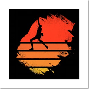 Rock Climbing sunset bouldering womens climber Posters and Art